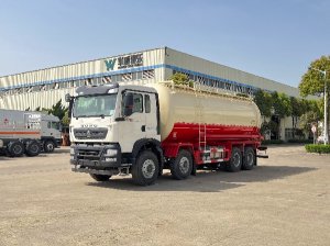 8x4重汽豪沃SGZ5312GFLZZ6T5型粉粒物料运输车/油田专用下灰罐车